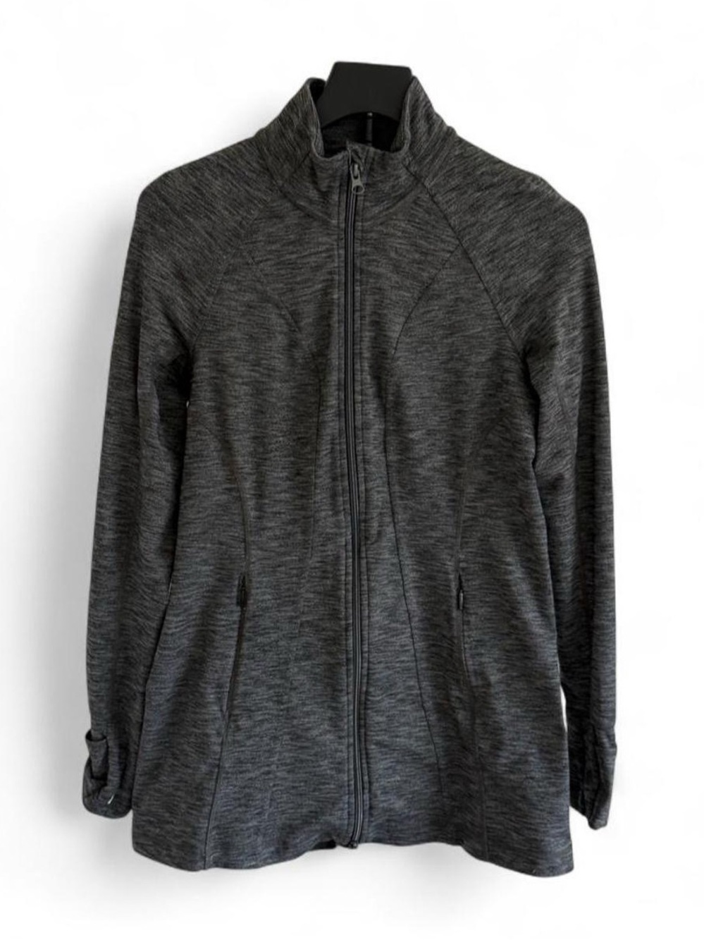 Athleta Women's Gray Heathered Full Zip Track Jacket, Size M